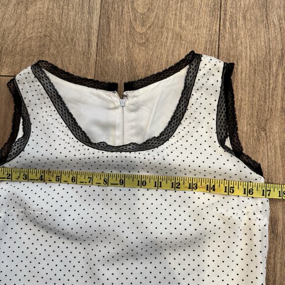 VTG Miss Elliette Dress 4 Polka Dot Black Lace Handkerchief White Goth Coquette - Picture 10 of 15